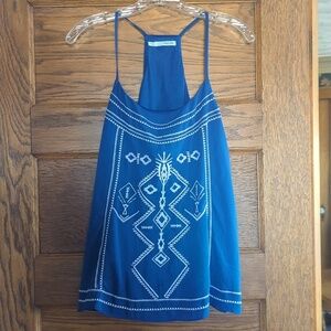 Maurices Lined Blue Stitched Halter Tank Top Size Large